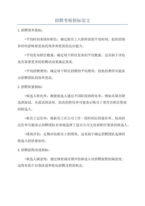 招聘考核指标范文