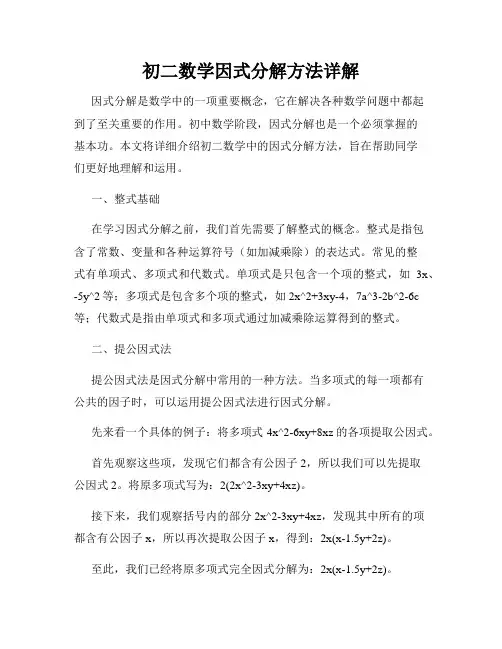 初二数学因式分解方法详解