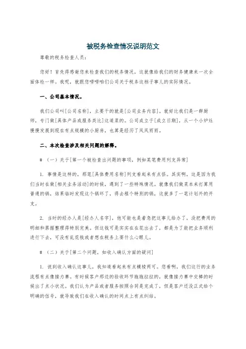 被税务检查情况说明范文