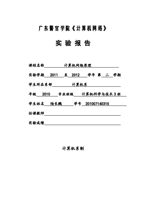 TCP／ IP网络协议分析网络协议分析实验报告(简洁)