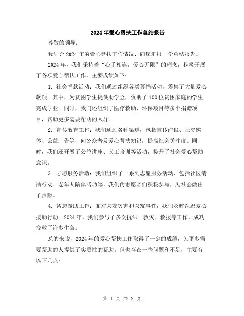 2024年爱心帮扶工作总结报告