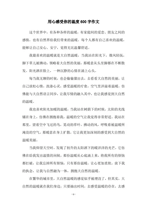 用心感受你的温度600字作文