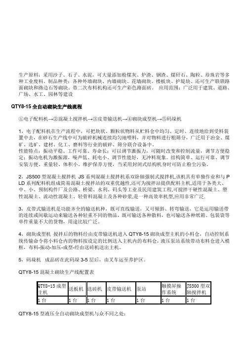 免烧砌块成型砖机简可行性报告.doc