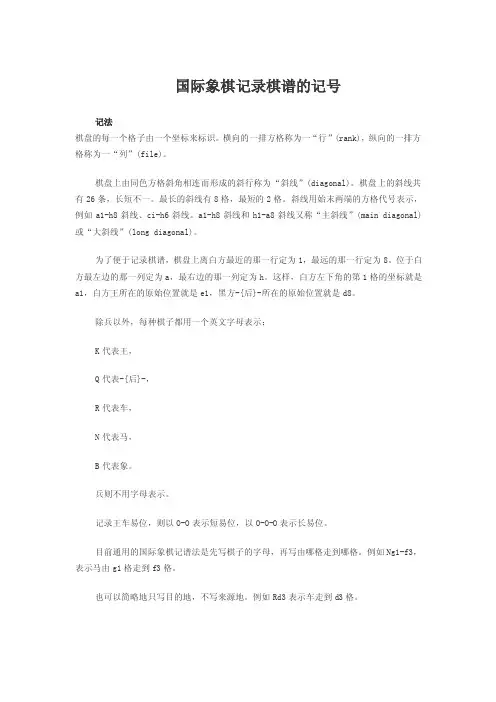 国际象棋记录棋谱的记号