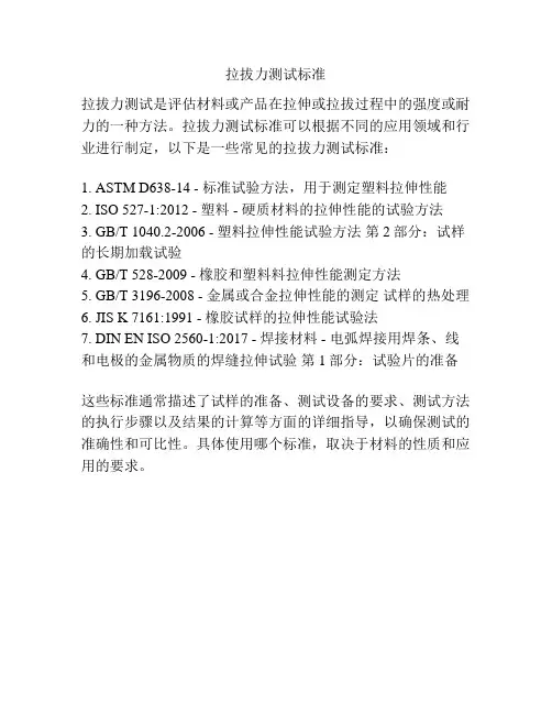 拉拔力测试标准