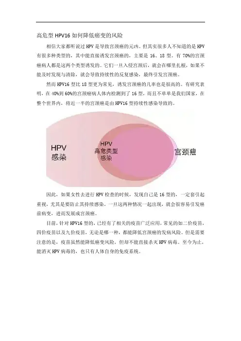 高危型HPV16如何降低癌变的风险