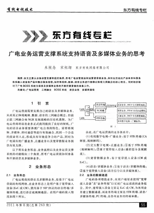 广电业务运营支撑系统支持语音及多媒体业务的思考