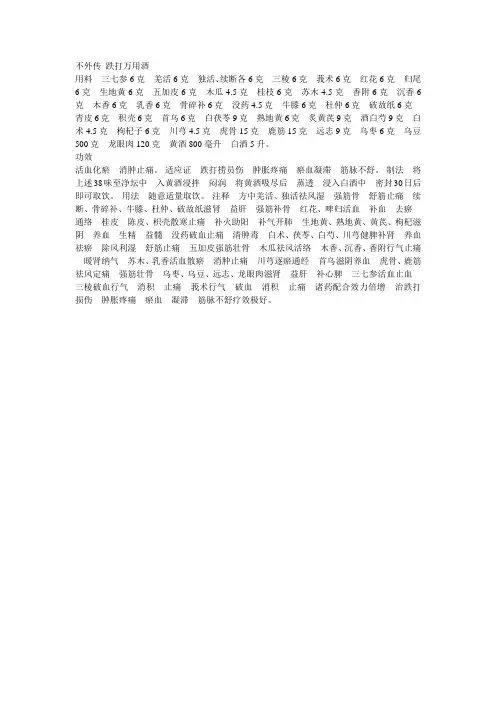 不外传 跌打万用酒