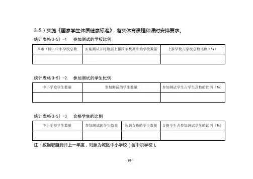实施《国家学生体质健康标准》统计表格模板