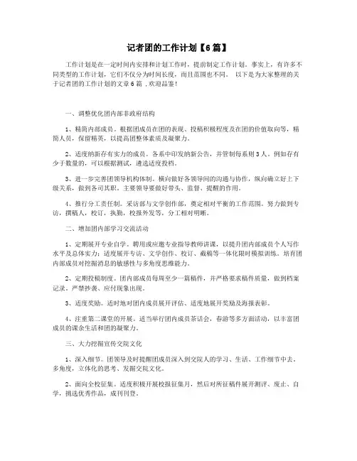 记者团的工作计划【6篇】