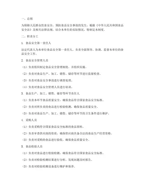 食品安全职责管理制度
