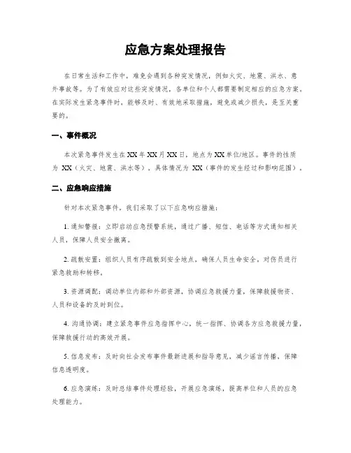 应急方案处理报告