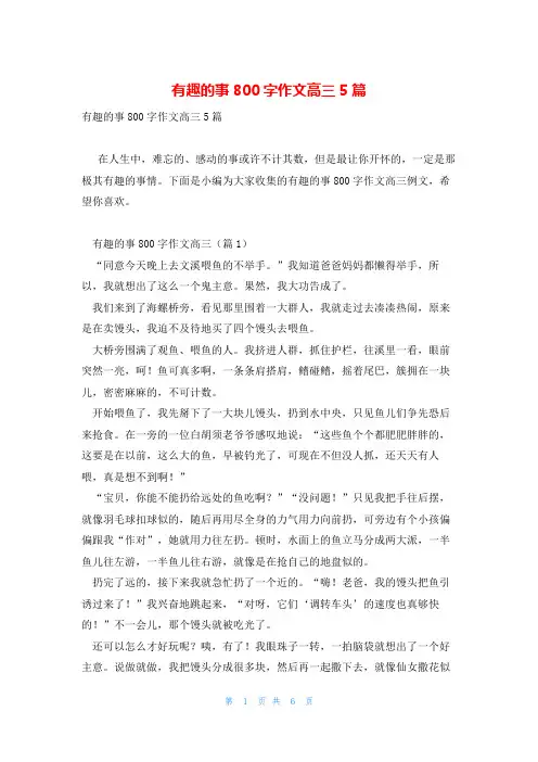 有趣的事800字作文高三5篇