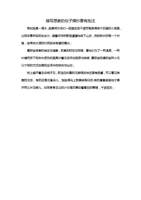 描写想象的句子摘抄要有批注