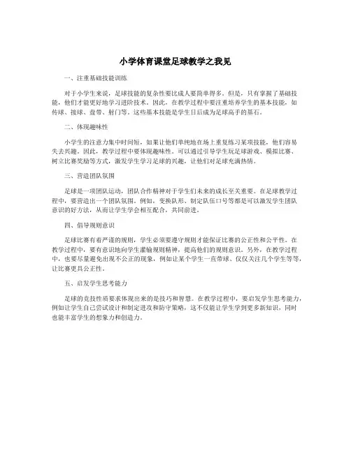 小学体育课堂足球教学之我见