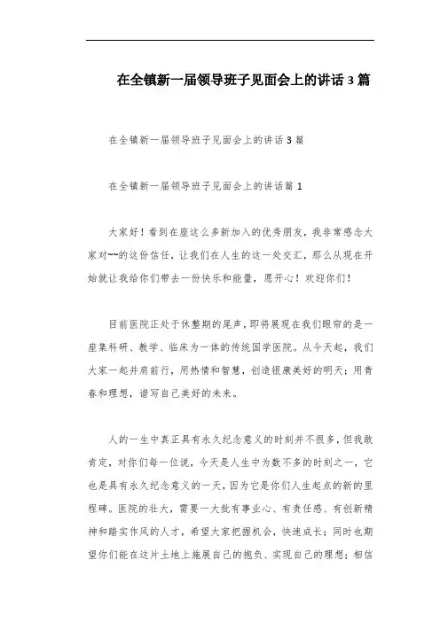 在全镇新一届领导班子见面会上的讲话3篇