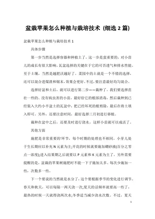 盆栽苹果怎么种植与栽培技术 (细选2篇)