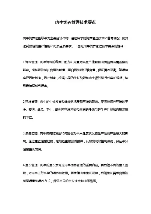 肉牛饲养管理技术要点