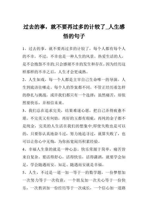过去的事,就不要再过多的计较了_人生感悟的句子