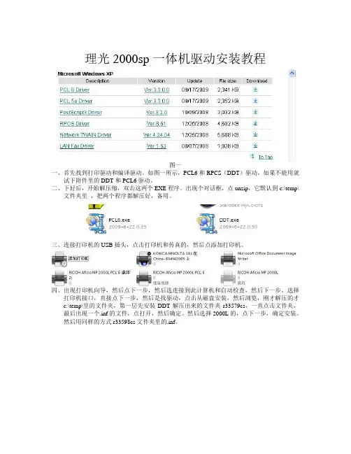 理光2000sp一体机驱动安装教程