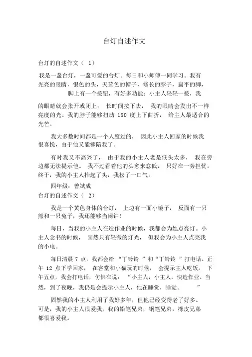 台灯自述作文