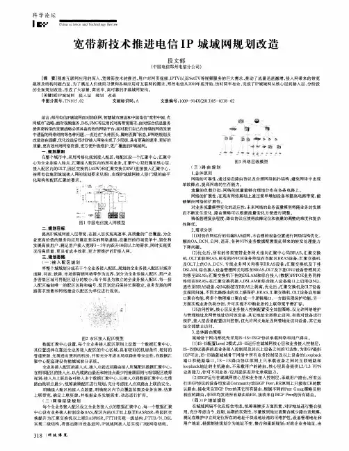 宽带新技术推进电信IP城域网规划改造