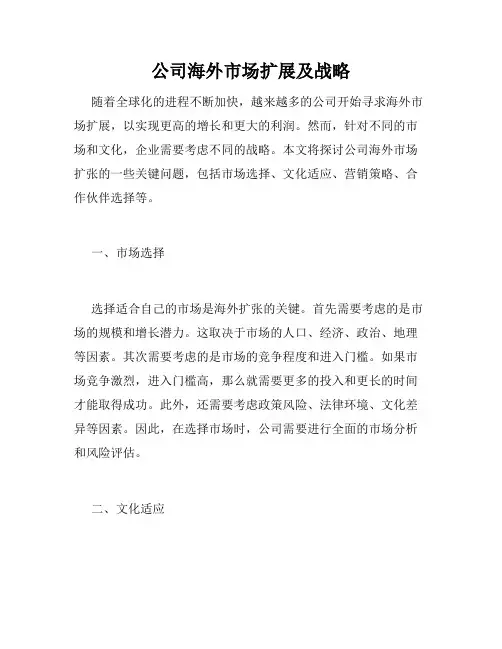 公司海外市场扩展及战略