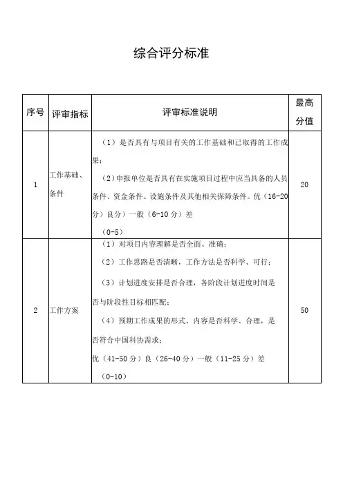 综合评分标准