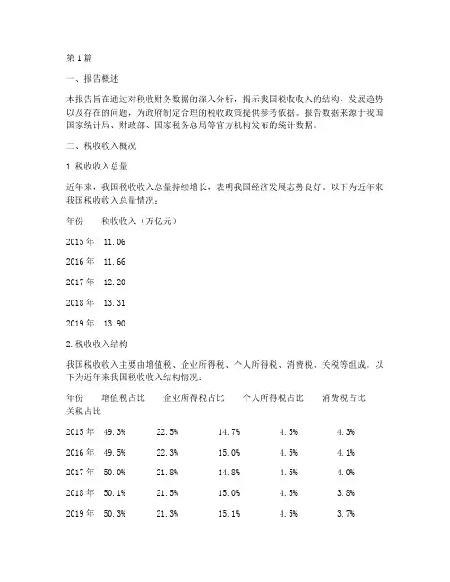 税收财务数据分析报告(3篇)