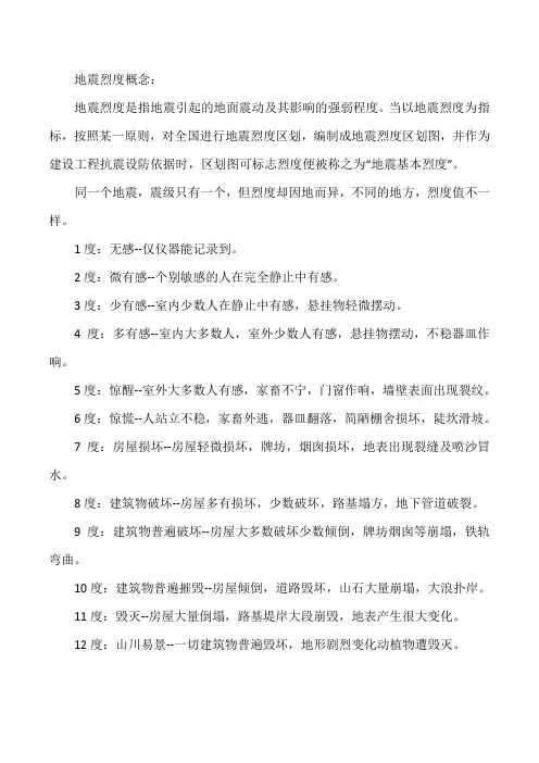 地震烈度概念