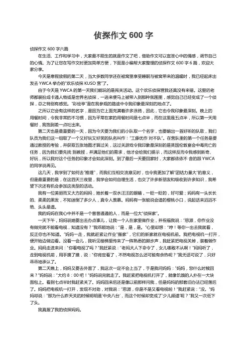 侦探作文600字六篇