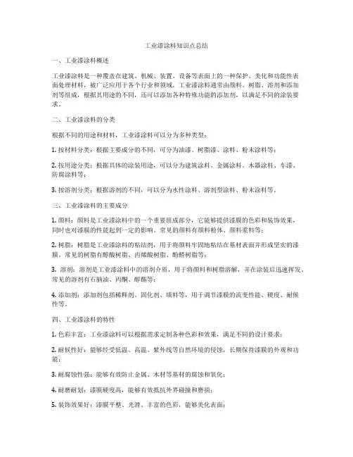 工业漆涂料知识点总结