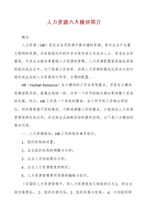 人力资源六大模块简介