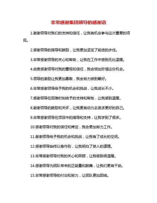 非常感谢集团领导的感谢语