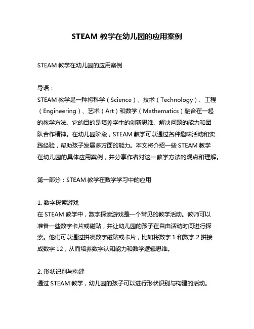 STEAM教学在幼儿园的应用案例