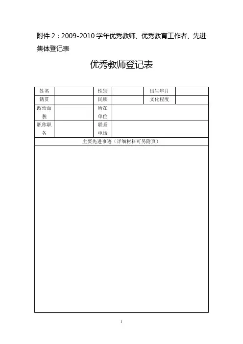 2009-2010学年优秀教师、优秀教育工作者、先进集体