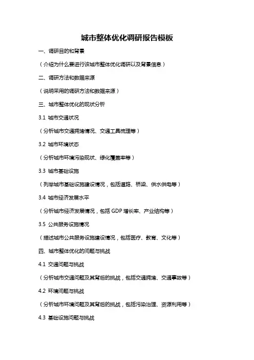 城市整体优化调研报告模板