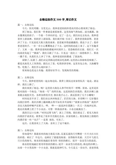 去海边玩作文300字_周记作文
