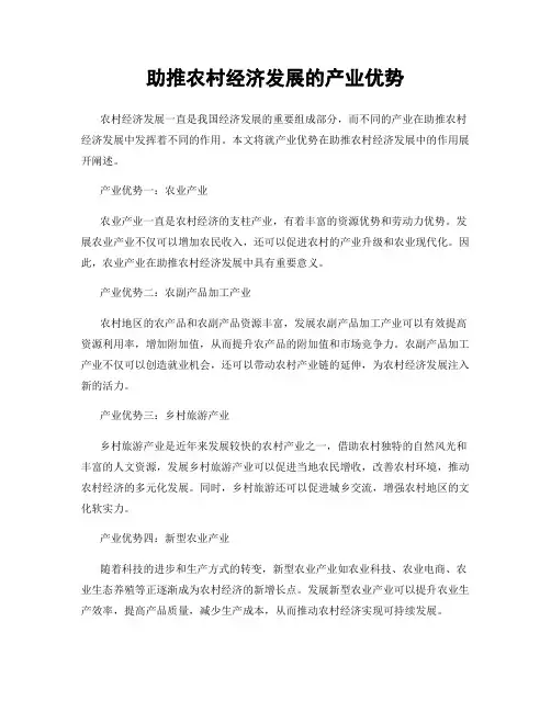 助推农村经济发展的产业优势