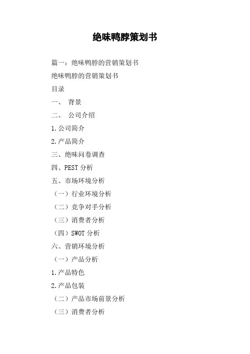 绝味鸭脖策划书