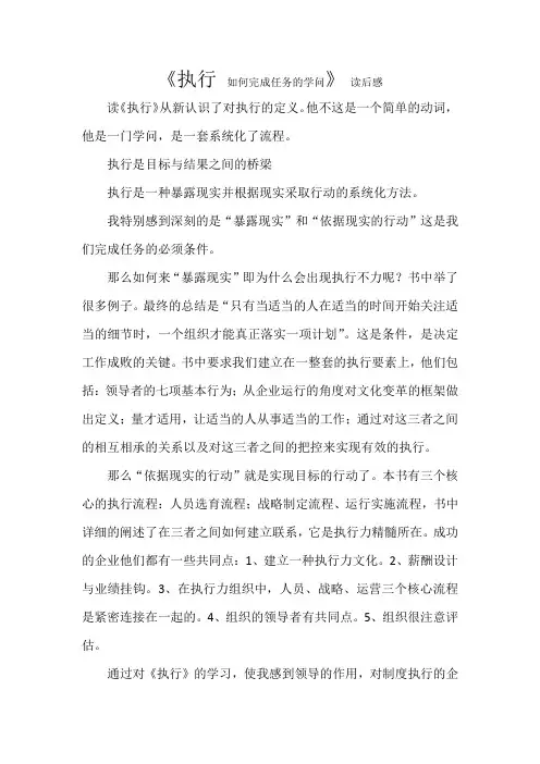 《执行》读后感(熊)