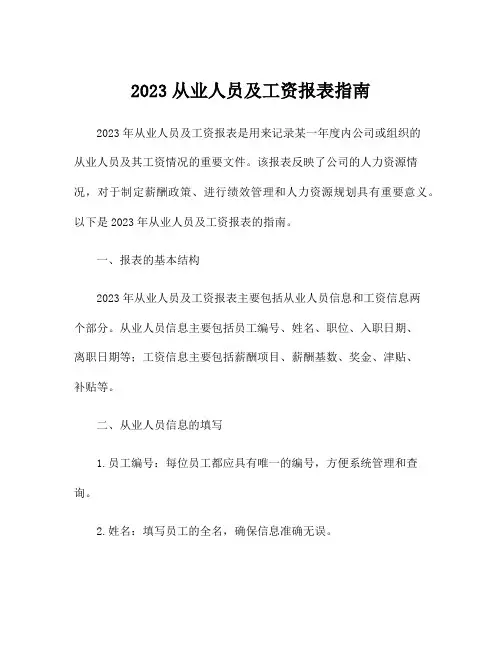 2023从业人员及工资报表指南