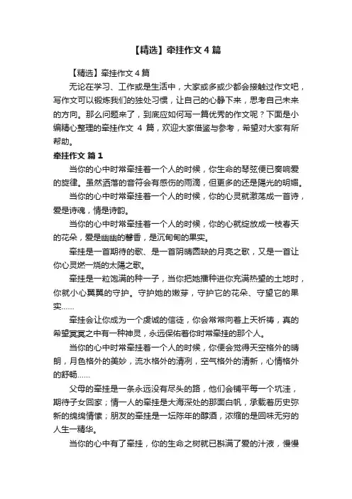 【精选】牵挂作文4篇