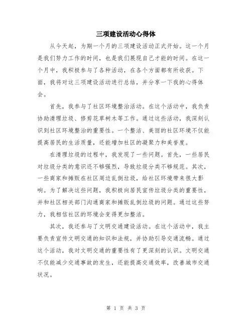 三项建设活动心得体