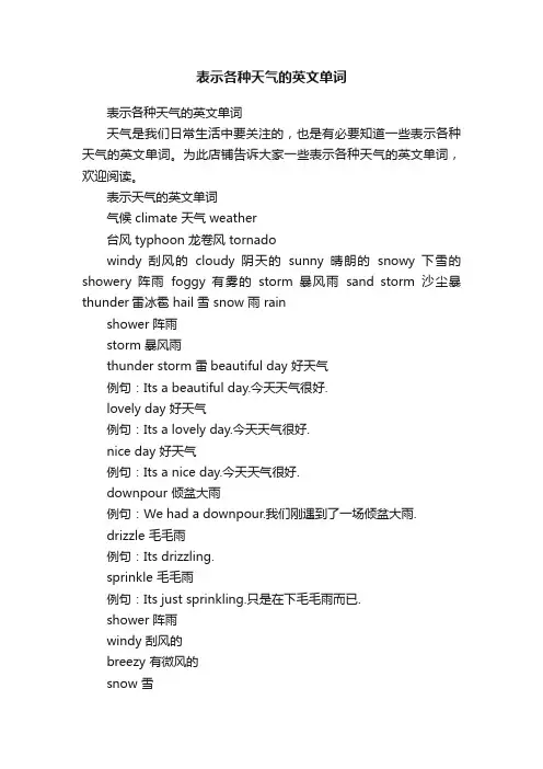 表示各种天气的英文单词