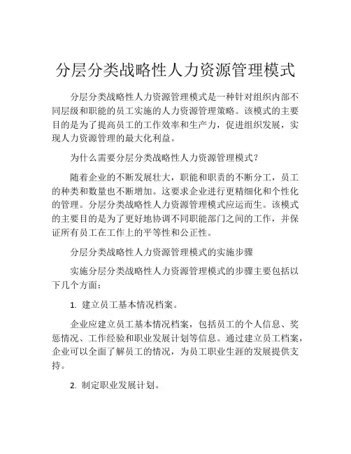 分层分类战略性人力资源管理模式