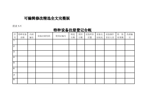 特种设备台账精选全文完整版
