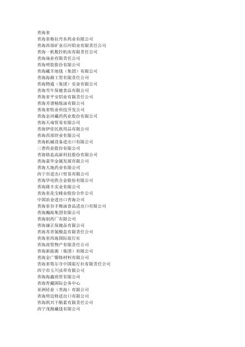 青海省企业名录