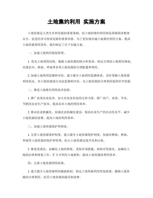 土地集约利用 实施方案