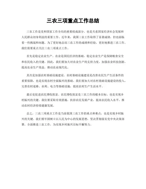 三农三项重点工作总结